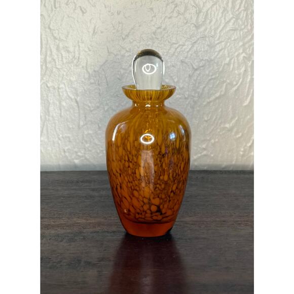 Amber Art Glass Perfume Bottle 1980s Vanity Decor - Picture 6 of 6